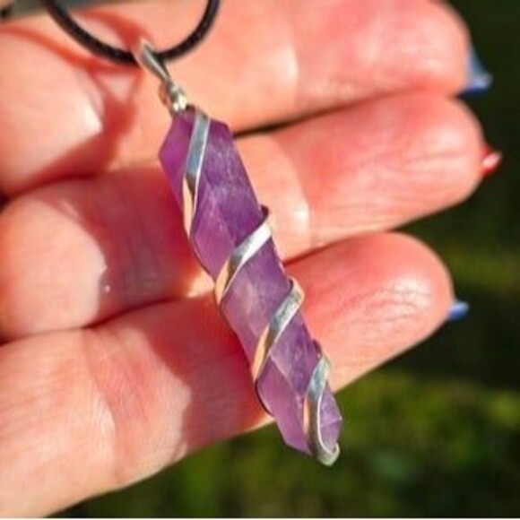 Amethyst Wire Wrapped Point Pendant - Picture 5 of 5